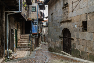 Fototapeta na wymiar Typical street in the historic town of Miranda del CastaÃ±ar. Spain.
