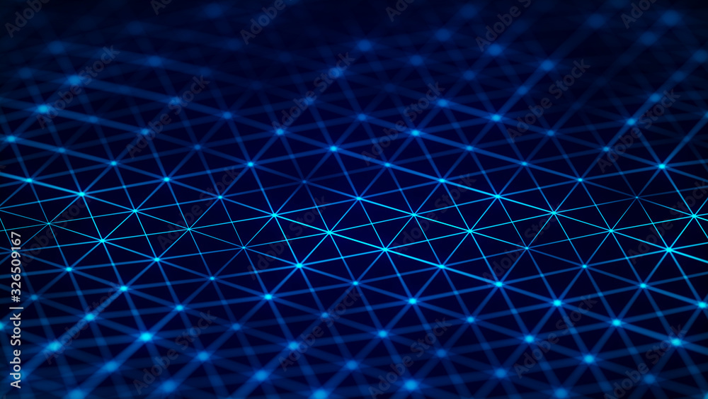 Fototapete Abstract technology background. Artificial intelligence. Science background. Big data visualization. 3D rendering.