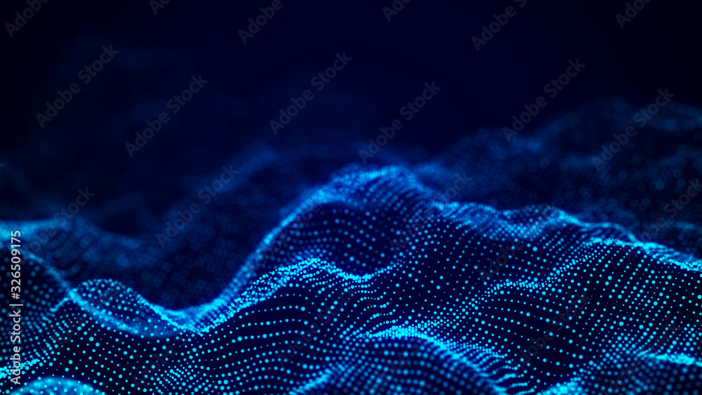 Fototapete Abstract technology background. Artificial intelligence. Science background. Big data visualization. 3D rendering.