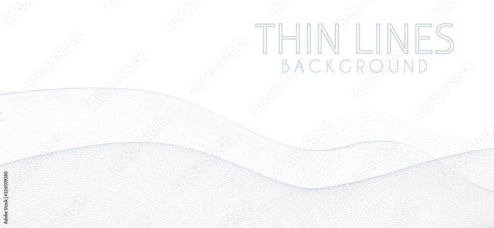 Poster Subtle background of thin grey wavy lines. Minimal vector graphics
