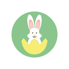 eggshell with cute rabbit icon, block style icon