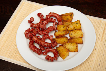 sliced sausages with  nature potatoes