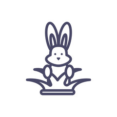 Obraz premium cute bunny and leaves, line style design