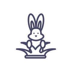 cute bunny and leaves, line style design