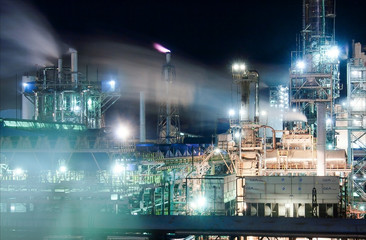 Night view of the plant for the production of nitrogen and mineral fertilizers.