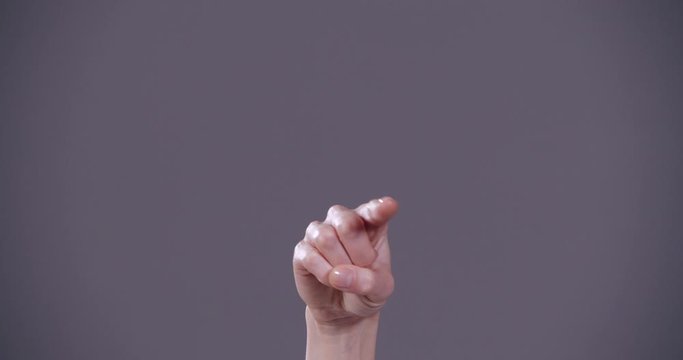 Woman showing Z letter on grey background, closeup. Sign language