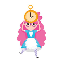 little girl princess with clock cartoon character