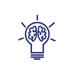 bulb light with brain icon