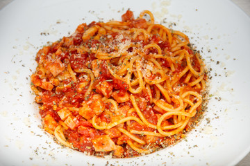 platter with Spaghetti Napoli