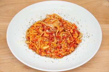 platter with Spaghetti Napoli