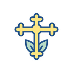 catholic cross, line style icon