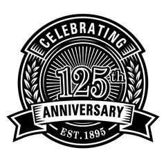 125 years of celebrations design template. 125th logo. Vector and illustrations.