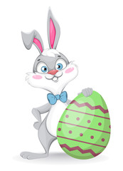 Happy Easter. Funny cartoon rabbit