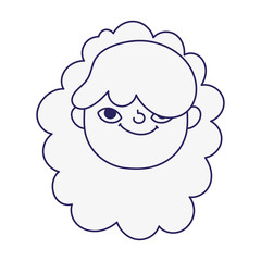 cute little girl face character cartoon icon line style