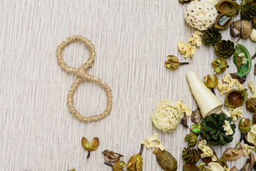 international women day. March 8. Number 8 on a white background. figure eight of the rope