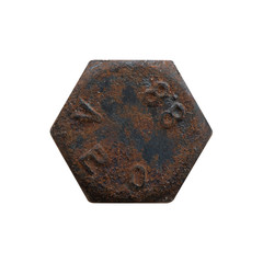 Screw head hexagon black rusty