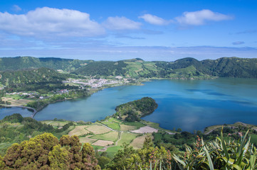 Fototapeta na wymiar Volcanic lake in Sao Miguel island, Azores