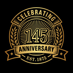 145 years of celebrations design template. 145th logo. Vector and illustrations.