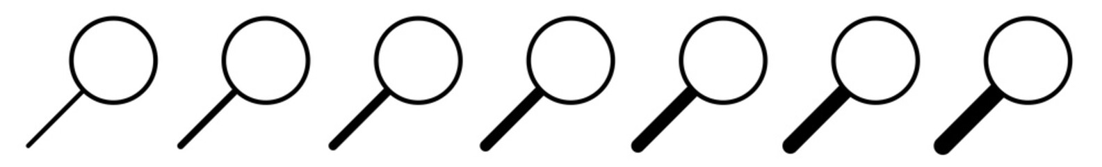 Magnifying Glass Icon Black | Magnifier Illustration | Zoom Symbol | Loupe Logo | View Search Magnify Sign | Isolated | Variations