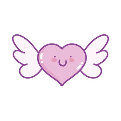 happy valentines day, kawaii heart love wings cartoon