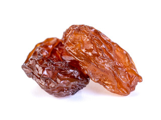 Raw raisins, dried grape isolated on white background
