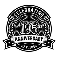 195 years of celebrations design template. 195th logo. Vector and illustrations.