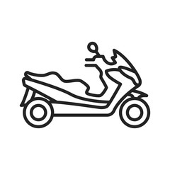 Obraz na płótnie Canvas Stunt riding a scooter black line icon on white background. Extreme. Scooter tricks. Pictogram for web page, mobile app, promo. UI UX GUI design element. Editable stroke.