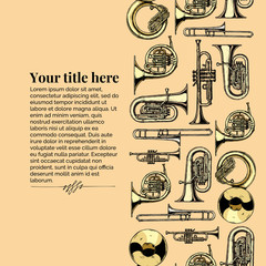 Template with brass musical instrument