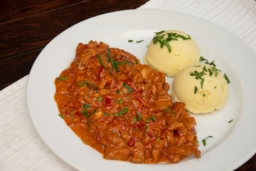 Beef Stroganoff beef recipe with mushrooms and cream.