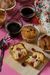 Sweet fruit cakes muffins with cranberries