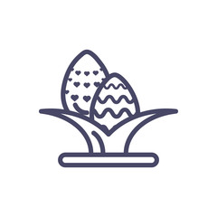 leaves with easter eggs, line style icon