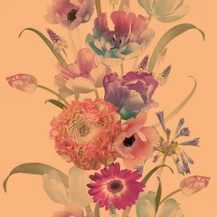 Schöne Frühlingsaromablumen. Nahtloses Blumenmuster der Weinlese. © marinavorona