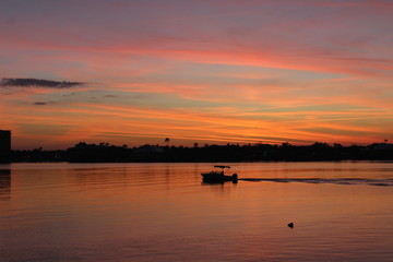 Naklejka na ściany i meble Beautiful Florida Sunset over the North Causeway River in New Smyrna Beach. 