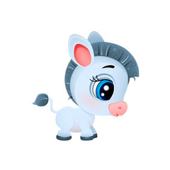 vector volume icon of a cute little gray donkey with big eyes ears isolated on a white background, a pet on the farm, big Blue eyes eps 10 print t-shirt pink face
