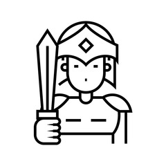 Great warrior line icon, concept sign, outline vector illustration, linear symbol.