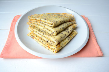 baked, batter-cake, blini, breakfast, butter, classic, closeup, crepe, cuisine, culture, delicious, dessert, european, festival, food, fried, holiday, homemade, hotcake, maslenitsa, napkin, national, 