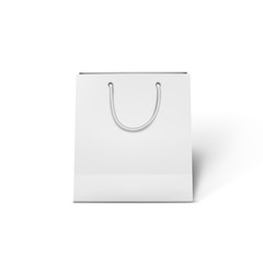 White Shopping Bag with Handles Down Vector Illustration