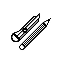 Obraz premium scalpel and pencil supplies isolated icon