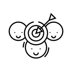 Goal reaching line icon, concept sign, outline vector illustration, linear symbol.