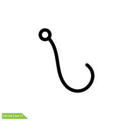 Fish hook icon vector logo template flat style