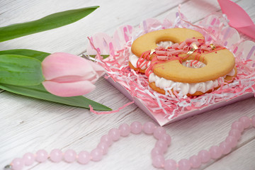 Delicious pastry numbers 8 for the holiday of March.