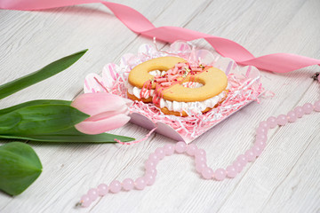 Delicious pastry numbers 8 for the holiday of March.