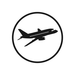 Vector airliner icon. Black and white. Simply change.