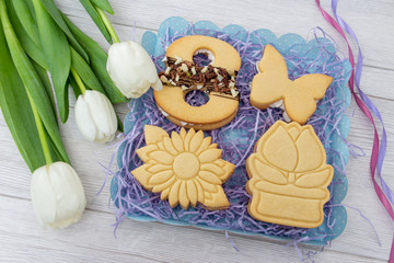 Delicious pastry numbers 8 for the holiday of March.