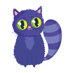 cute cat feline cartoon striped tail icon design