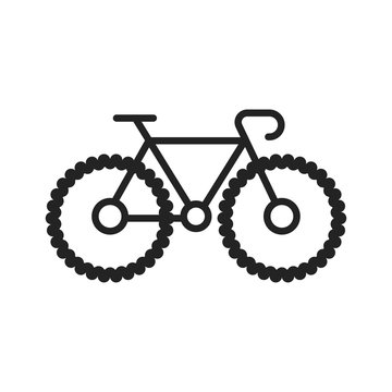 Mountain bicycle black line icon. MTB. Designed for off-road skiing. Pictogram for web page, mobile app, promo. UI UX GUI design element. Editable stroke.