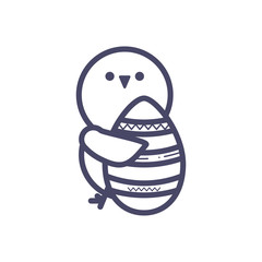 cute chicken with easter egg, line style design