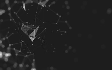 Abstract background. Molecules technology with polygonal shapes, connecting dots and lines. Connection structure. Big data visualization.