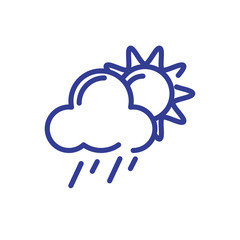 sun and rainy cloud icon, line style design