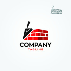 Masonry brick wall construction logo template